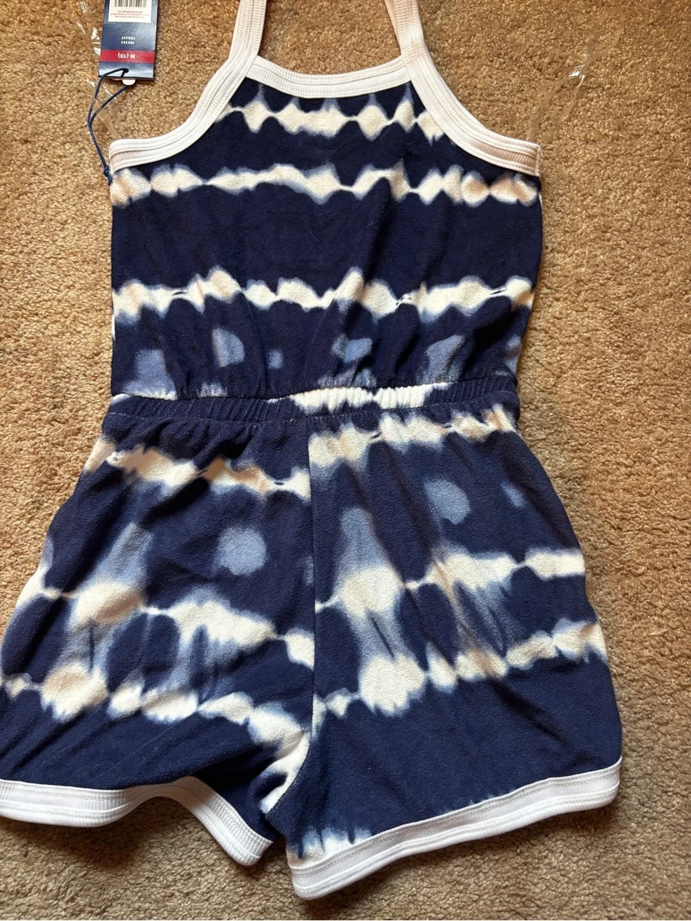 The Limited too Navy and white terry cloth girls romper
